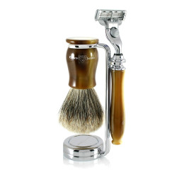 Edwin Jagger Gillette® Mach3® Razor Shaving Set Chatsworth Imitation Light Horn 3pc