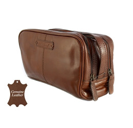 Ashwood Chelsea Gents Leather Wash Bag (Chestnut)