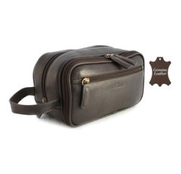 Ashwood Westminster Gents Leather Wash Bag (Brown) 