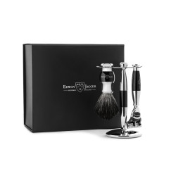 Edwin Jagger Imitation Ebony & Chrome 3 Piece Fusion Gift Set (Black Synthetic)