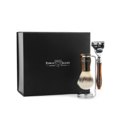 Edwin Jagger Gillette® Fusion® ProGlide® Razor Shaving Gift Set Chatsworth Imitation Light Horn 3pc (Synthetic Silvertip)