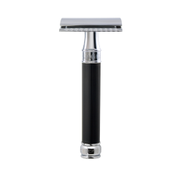 Edwin Jagger DE86 Black Rubber Coated DE Safety Razor (Closed Comb)