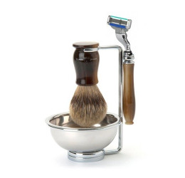 Edwin Jagger Gillette® Mach3® Razor Shaving Set Chatsworth Imitation Light Horn 4pc