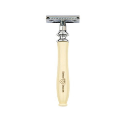 Edwin Jagger Chatsworth Imitation Ivory DE Safety Razor & Feather Blades