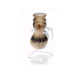 Edwin Jagger Imitation Horn Silver Tip Shaving Brush with Stand
