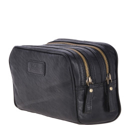 Ashwood Battersea Gents Leather Wash Bag (Black)