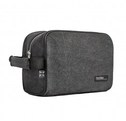 Paul Oliver Charcoal Canvas Wash Bag with Handle