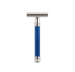 Edwin Jagger 3ONE6 Stainless Steel Blue DE Safety Razor Front