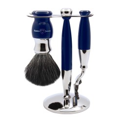 Edwin Jagger 37 Range 3pc Gillette® Mach3® Razor Shaving Set Dark Blue (Black Synthetic)