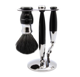 Edwin Jagger 37 Range 3pc Gillette® Mach3® Razor Shaving Set Imitation Ebony (Black Synthetic)