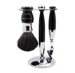 Edwin Jagger 37 Range 3pc Gillette® Fusion® Razor Shaving Set Imitation Ebony (Black Synthetic)