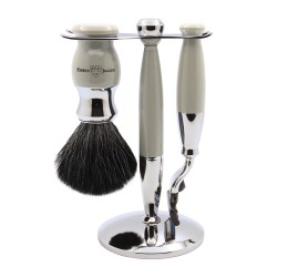Edwin Jagger 37 Range 3pc Gillette® Mach3® Razor Shaving Set Grey (Black Synthetic)
