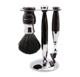 Edwin Jagger 37 Range 3pc Gillette® Fusion® Razor Shaving Set Imitation Black Marble Horn (Black Synthetic)