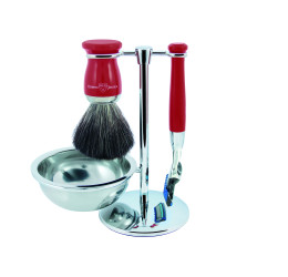 Edwin Jagger Red 4 Piece Fusion Set (Black Synthetic)