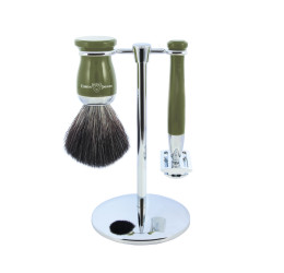 Edwin Jagger Green 3 Piece DE Set (Black Synthetic)