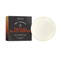 Scottish Fine Soaps Thistle & Black Pepper Face & Beard Soap with packaging