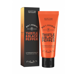 Scottish Fine Soaps Thistle & Black Pepper Aftershave Balm Tube 75ml & packaging