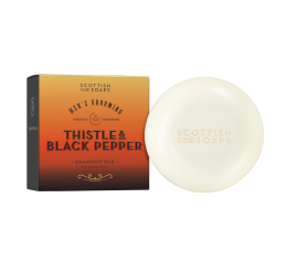 Scottish Fine Soaps Thistle & Black Pepper Shampoo Bar 100g with packaging