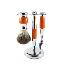 Edwin Jagger 3pc Orange & Chrome shaving set (Fusion) 