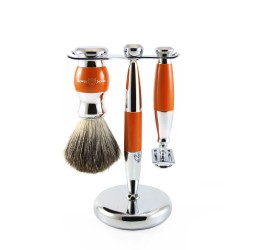 Edwin Jagger 3pc Orange & Chrome shaving set (DE)