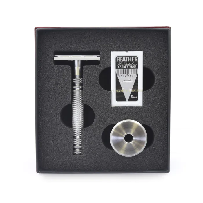 Feather All Stainless AS-D2 DE Razor and Stand