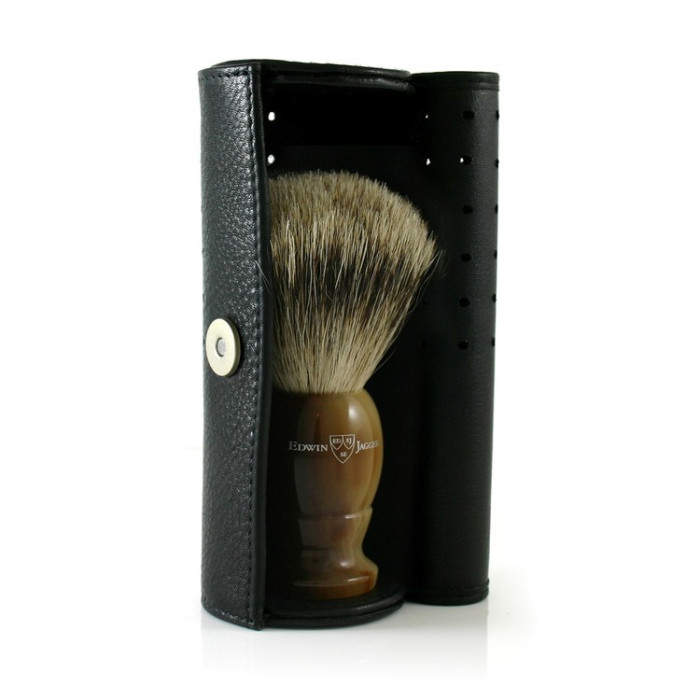 Hide & Drink Thick Leather Shaving Barber Brush Case Travel Protective Sleeve Handmade (Charcoal Black)